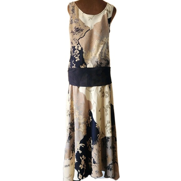 Vintage 90s Gala‎ Collection Dress Size S Drop Tie Waist Neutral Sleeveless Boho - Picture 3 of 8